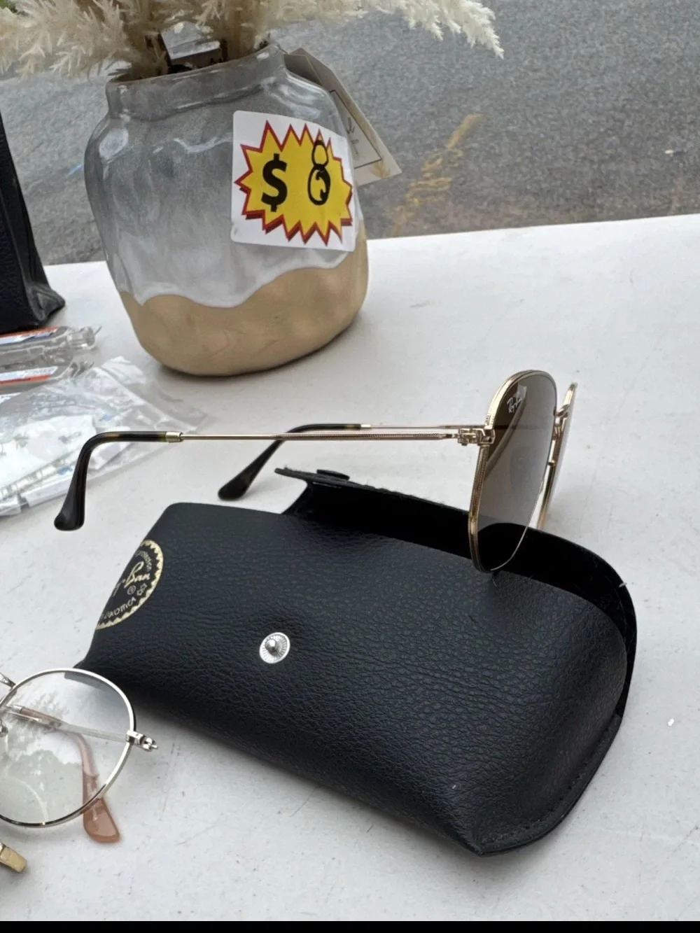 Ray-Ban Men’s Gold Frame Sunglasses with Brown Lenses
